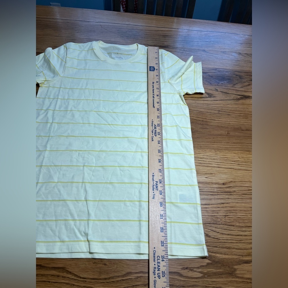 Everlane Yellow Organic Cotton Striped Short Sleeves Crew Neck Size Small - Picture 2 of 7
